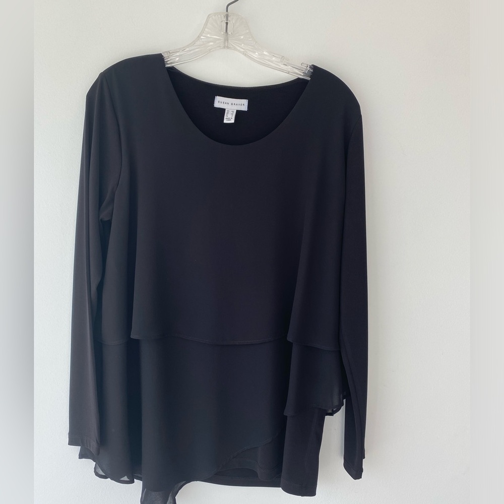 Susan Graver tiered liquid knit long sleeve top